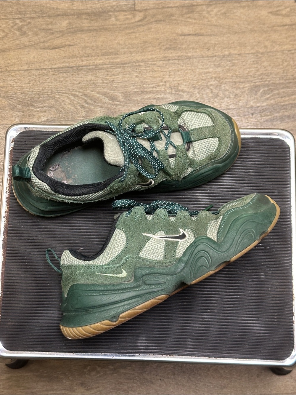 Nike Kids Green Suede and Mesh Sneakers